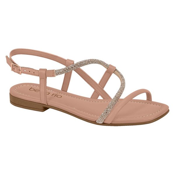 Sandália Beira Rio Rasteira Com Strass