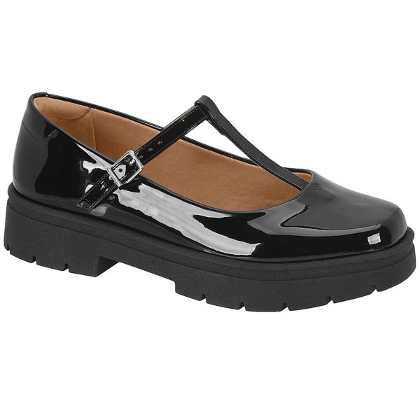 Sapato Vizzano Mocassim Tratorado Preto/Verniz