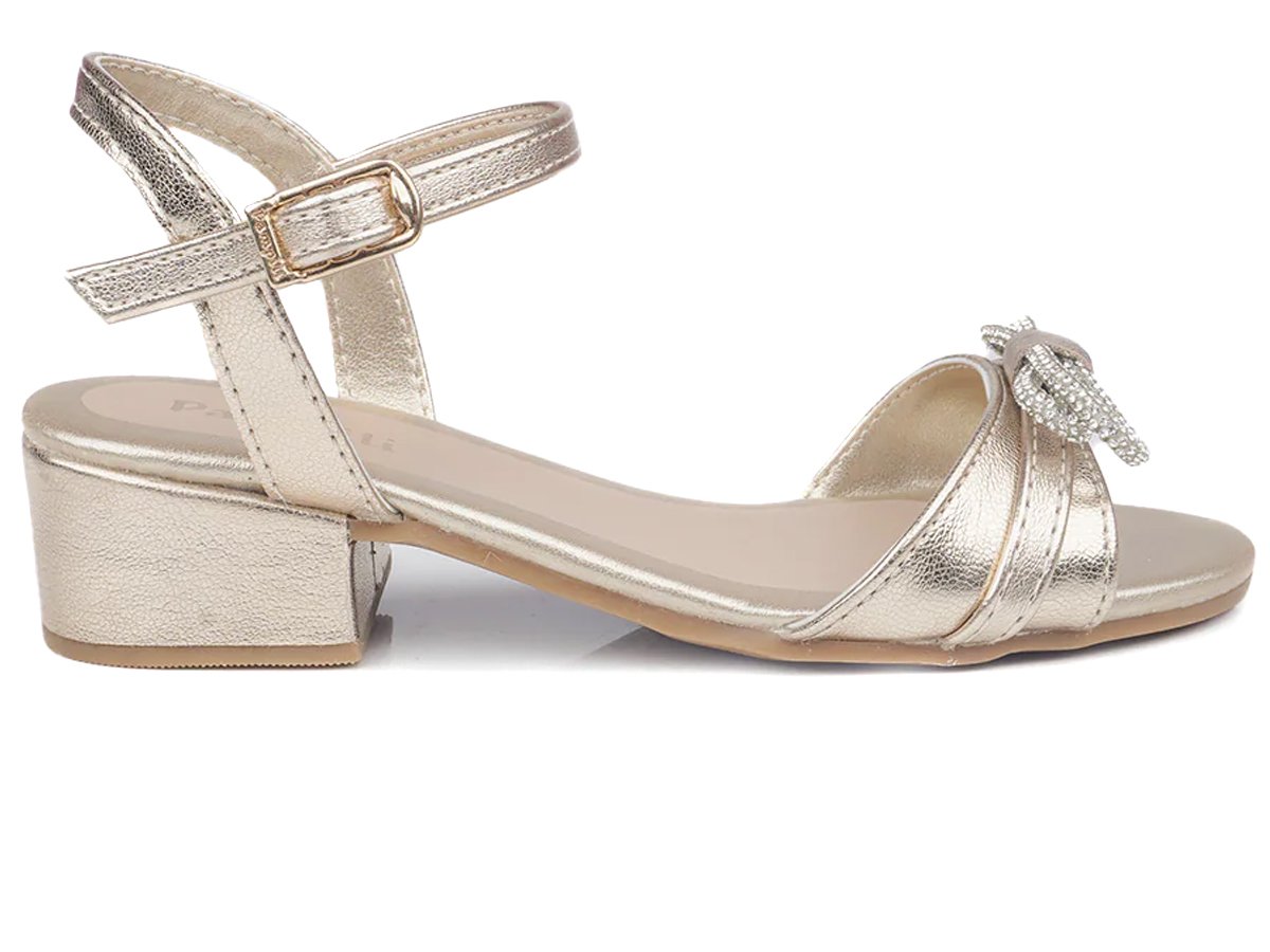 Sandália Com Salto Infantil Pampili Fancy De Strass Dourado