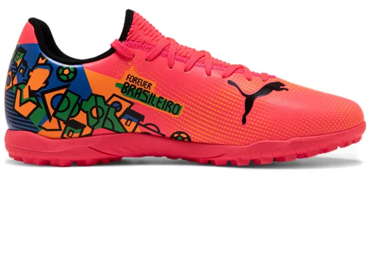 Chuteira Puma Future 7 Play Njr Tt Bdp Society Sunset Glow/Black