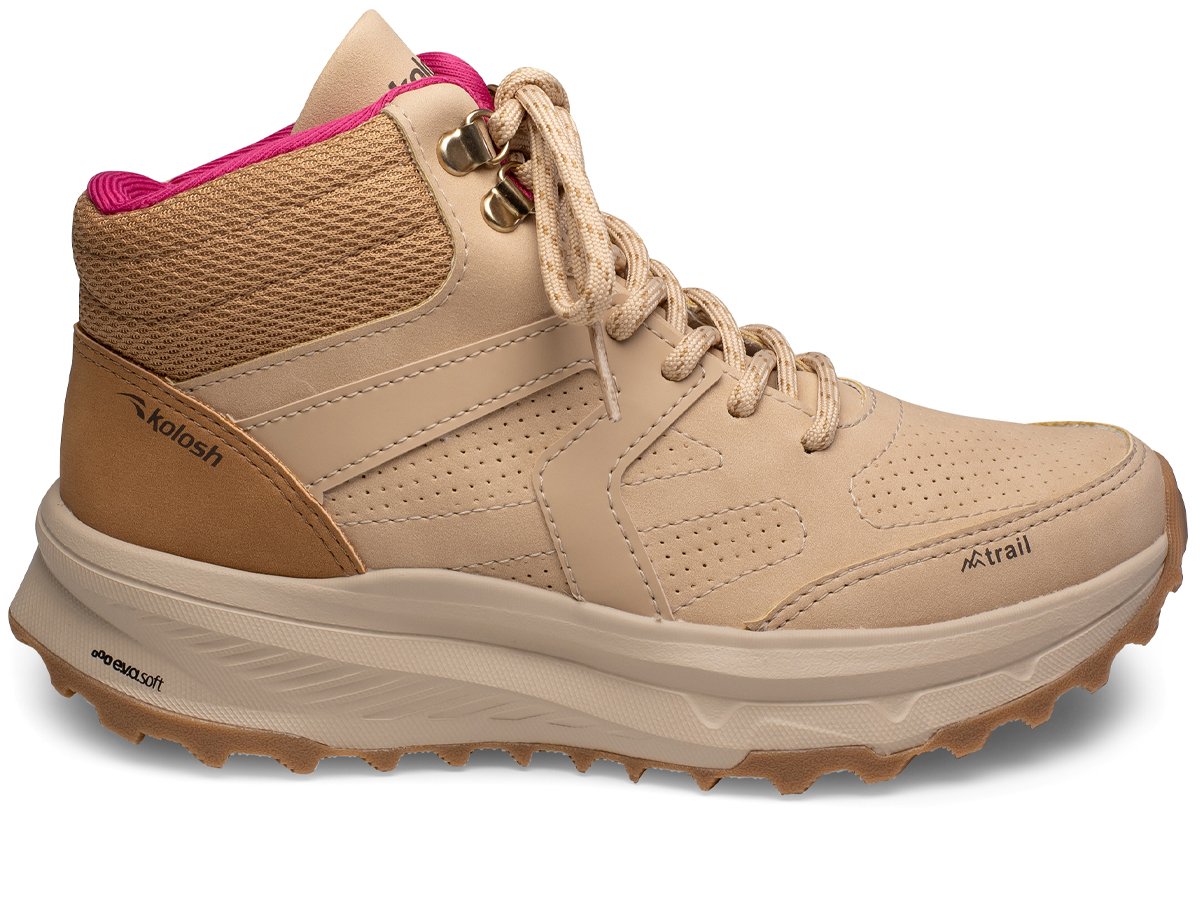 Tênis Kolosh Feminino Adventure Caminhada Granola/Camelo/Magenta